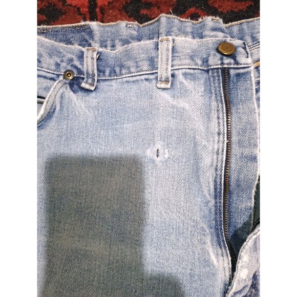 Vintage Wrangler Jeans Mens Blue Thrashed Distressed Faded Denim 44x29 35001AI - Picture 3 of 16